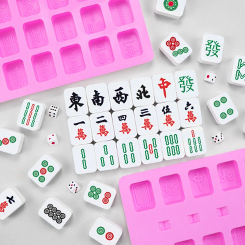 【2015人收藏】全套硅胶麻将模具 十三幺条筒万巧克力烘焙装饰牛油