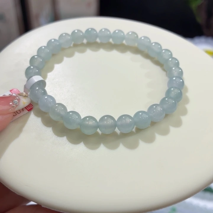 翡翠未镶嵌手链冰胶蓝紫卡6.8