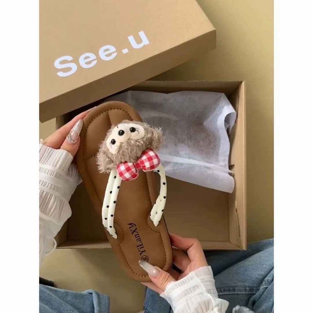 卡通可爱人字拖女夏季外穿软底时尚2025年新款百搭网红ins凉拖鞋