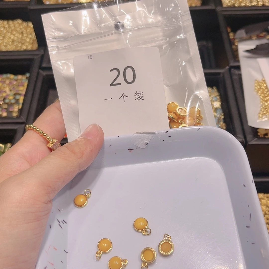 水晶珠宝半成品银S925镀金镶嵌20