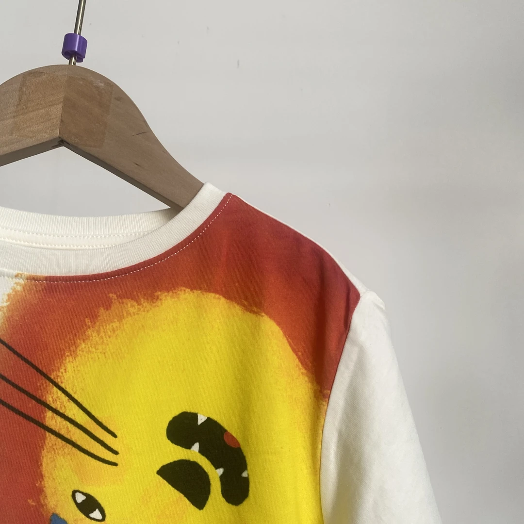 2-293-白色卡通小狮子儿童夏款短袖T