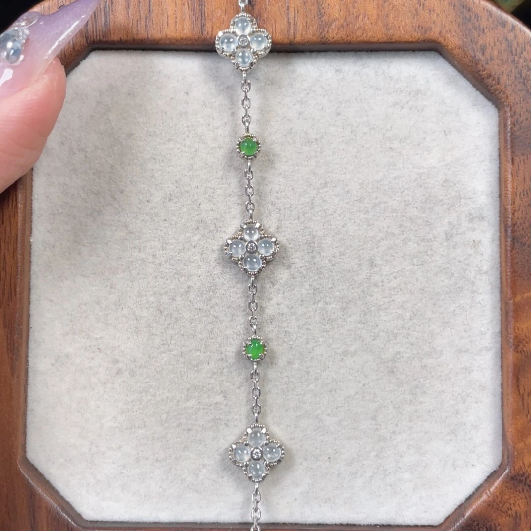 翡翠手链银S925镶嵌25588