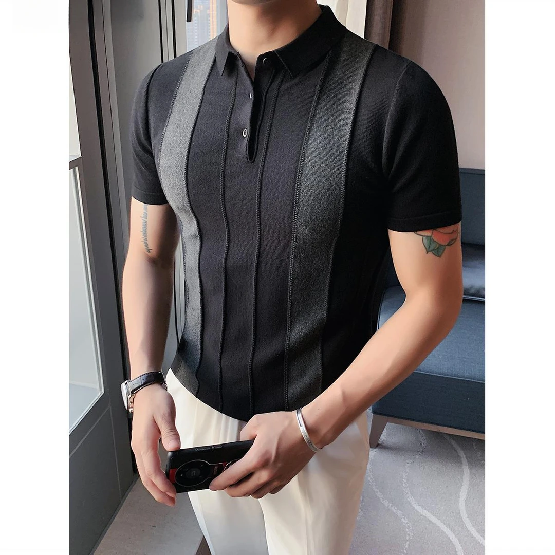 男士polo衫针织短袖t恤衫亲肤舒适透气休闲时尚潮流痞帅翻领上衣