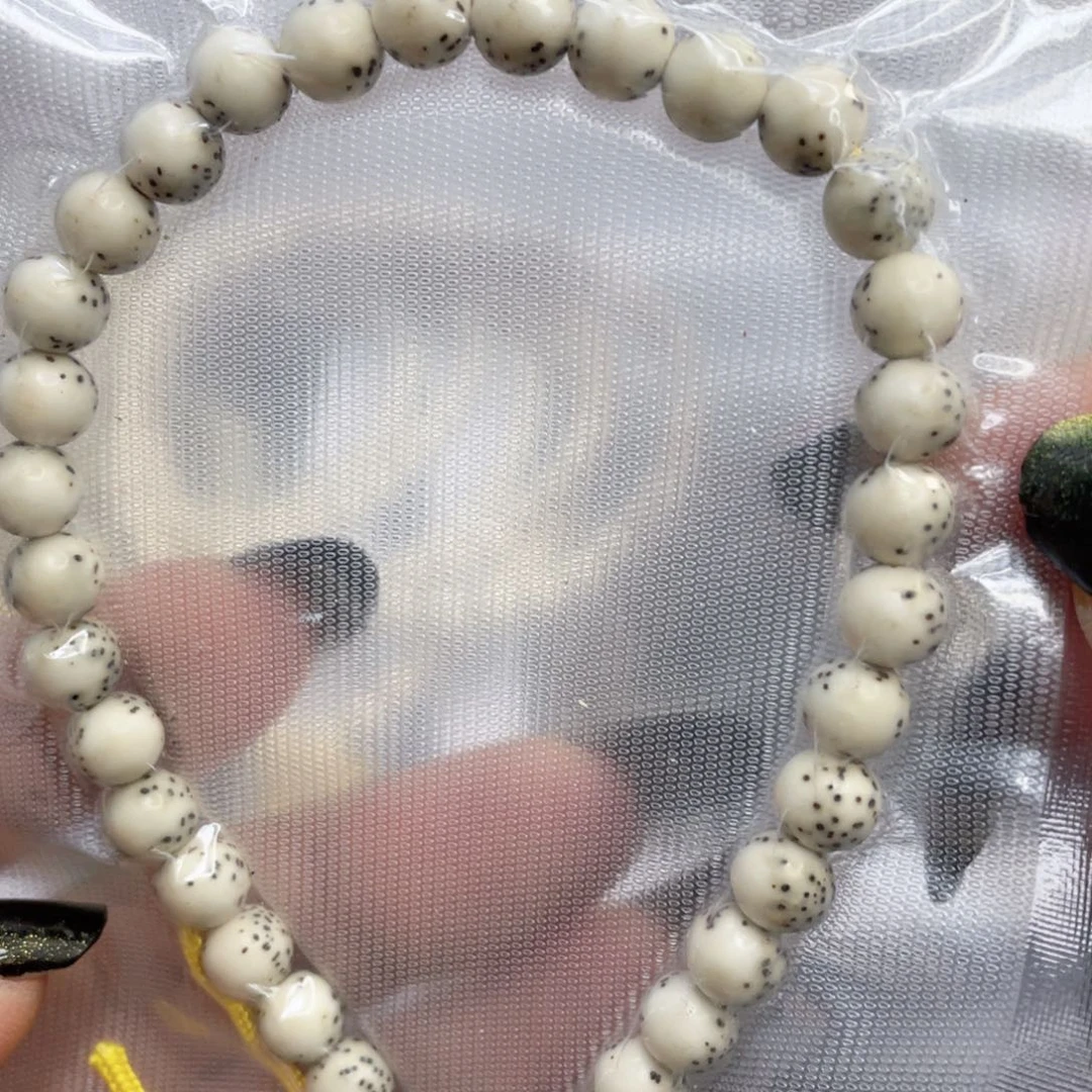 手串星月菩提原生态骨瓷白大留白圆珠尺寸7