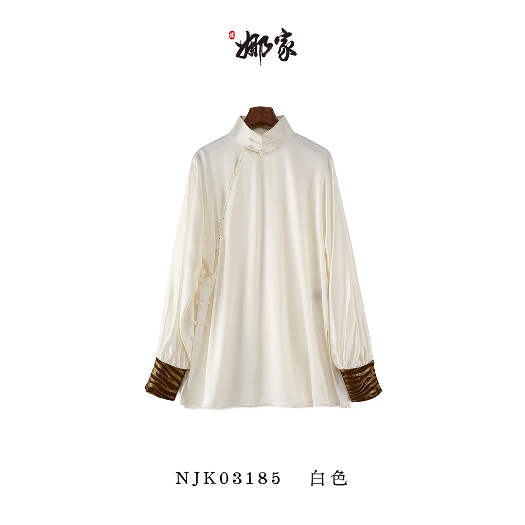 娜家素月斜襟上衣NJK（03185）