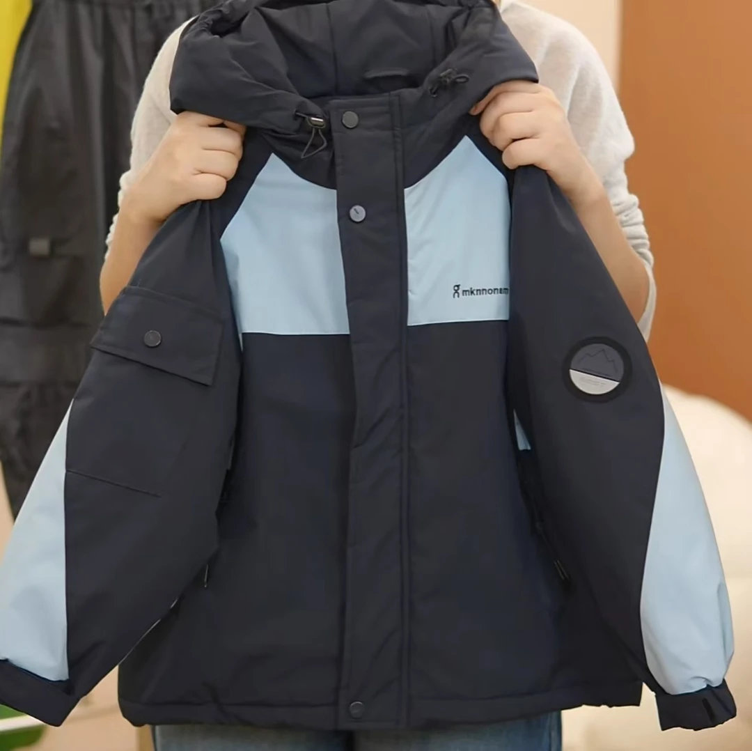童装男童外套秋冬款加棉加厚2025新款中大童冲锋衣儿童棉服男孩潮