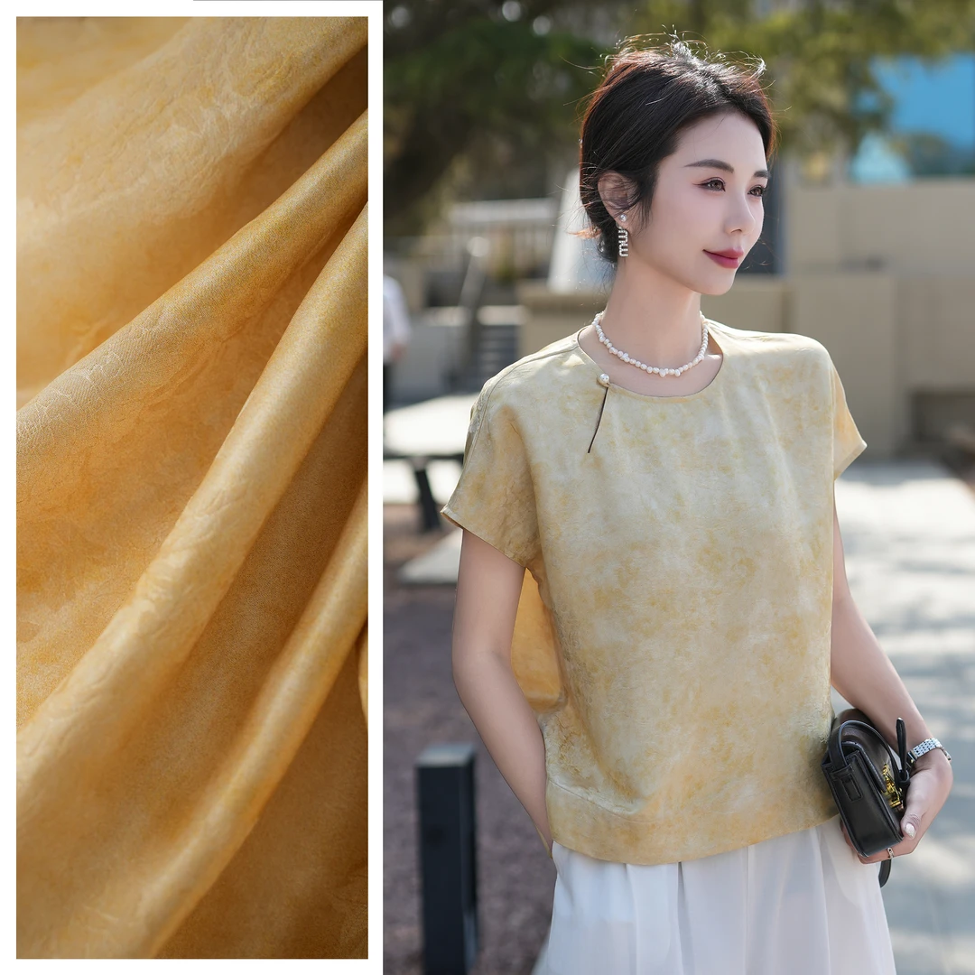 【栖夫人】6A级桑蚕丝新中式国风2025夏季新款软底气质短袖上衣5084