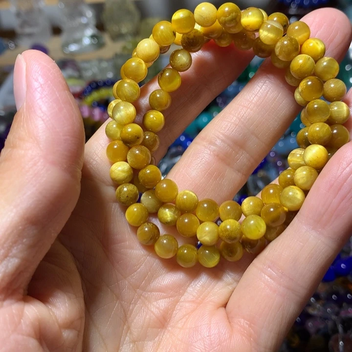未镶嵌手链木变石（虎睛石）6mm三圈手链