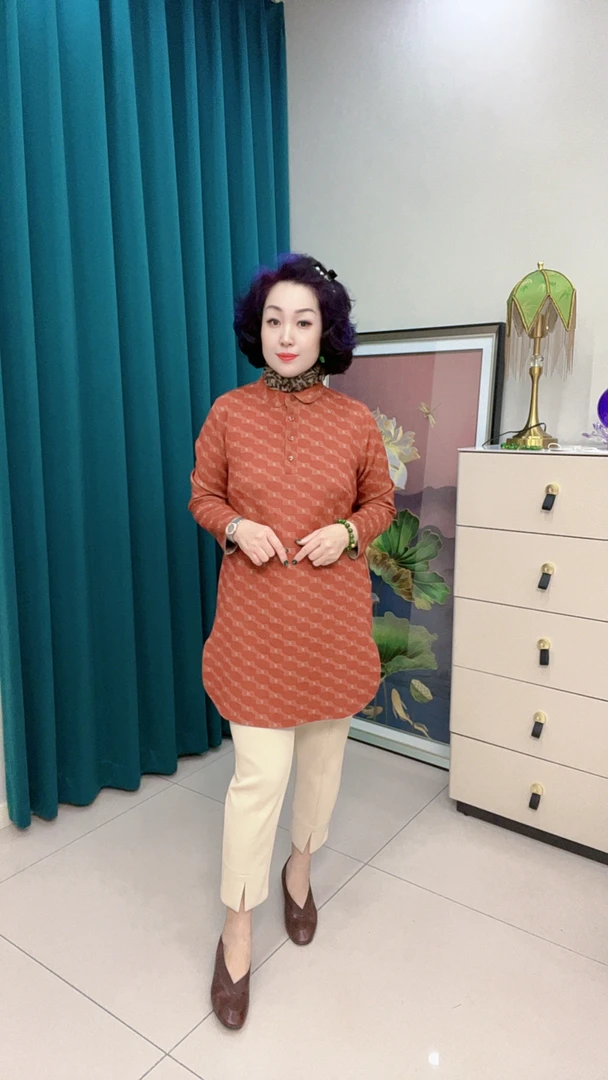 【敏敏家】新款中长款小翻领宽松遮肉衣裙