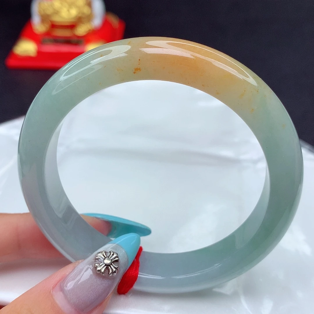 翡翠手镯未镶嵌翡翠56.3柠檬黄正圈