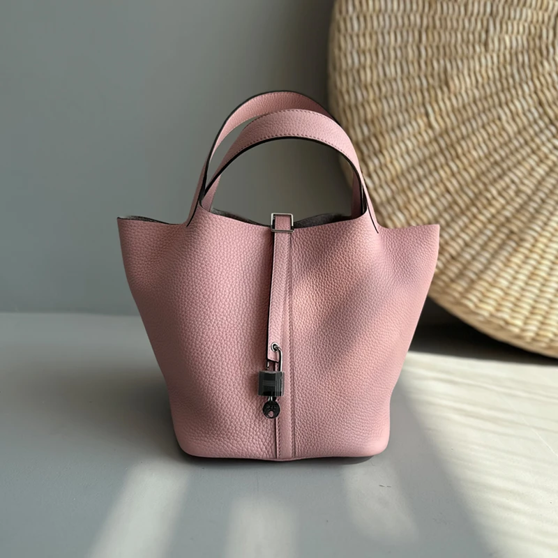 【DONGNARL】22菜篮子樱花粉柠檬黄葡萄紫乌木法国进口原厂TC小牛皮