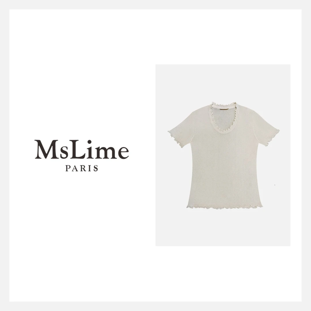 王嬛嬛MsLime25年新款【星织】桑蚕丝&丝光羊毛短袖上衣 HD2C0615