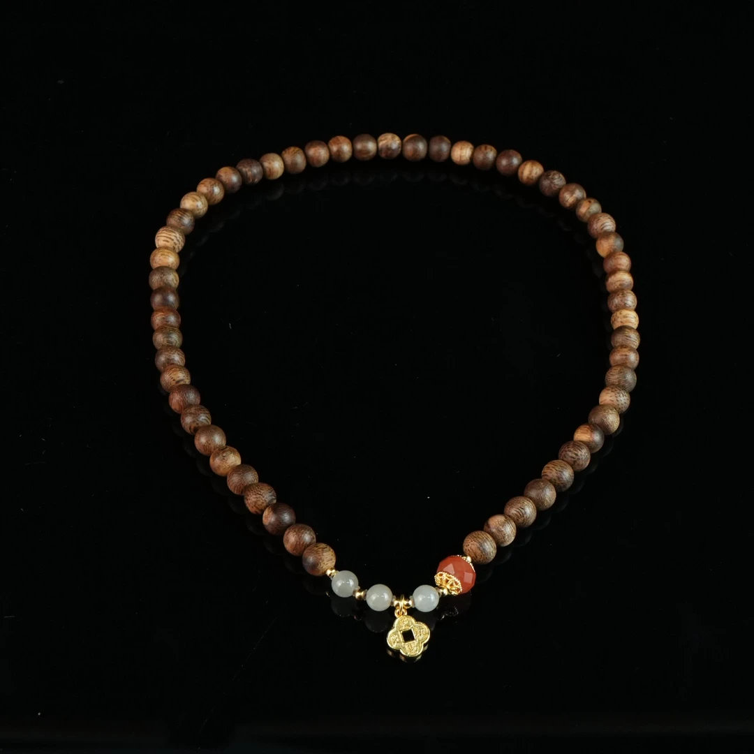 A4437加里曼丹沉香9分沉老料diy手串0.6cm 7.8g