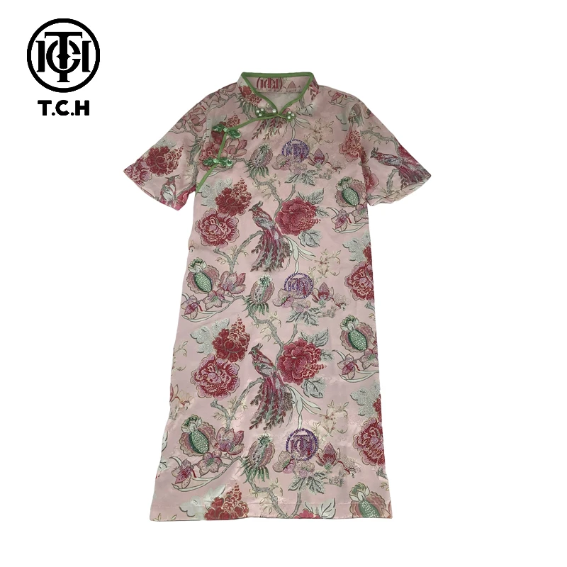 山东-TCH春夏新款新中式重工烫钻国风盘扣洋气连衣裙T72B30E6030