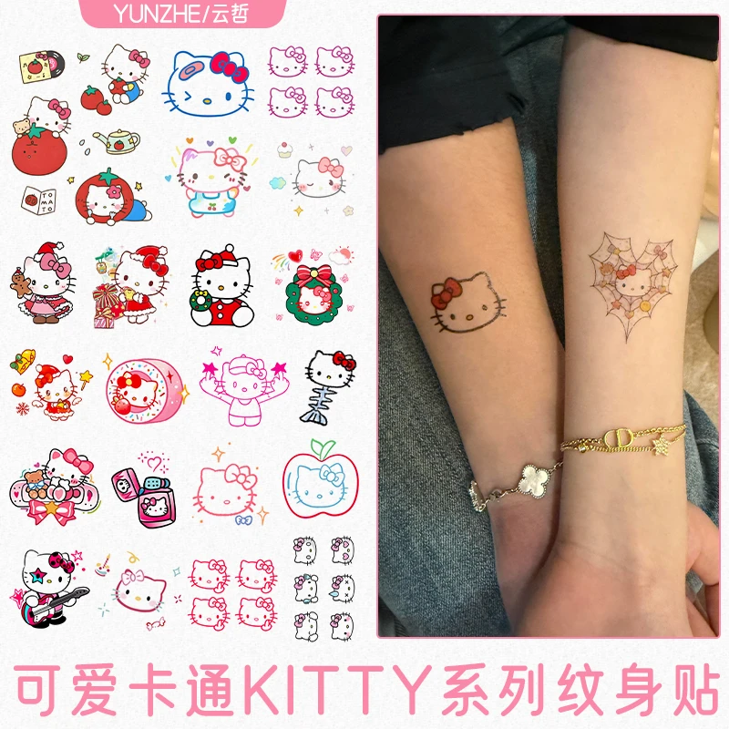 爆款多巴胺kitty猫纹身贴可爱卡通防水持久手臂贴纸ins风可洗送人