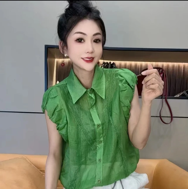 2537#洋气时尚麻衫(衣长 55cm左右)