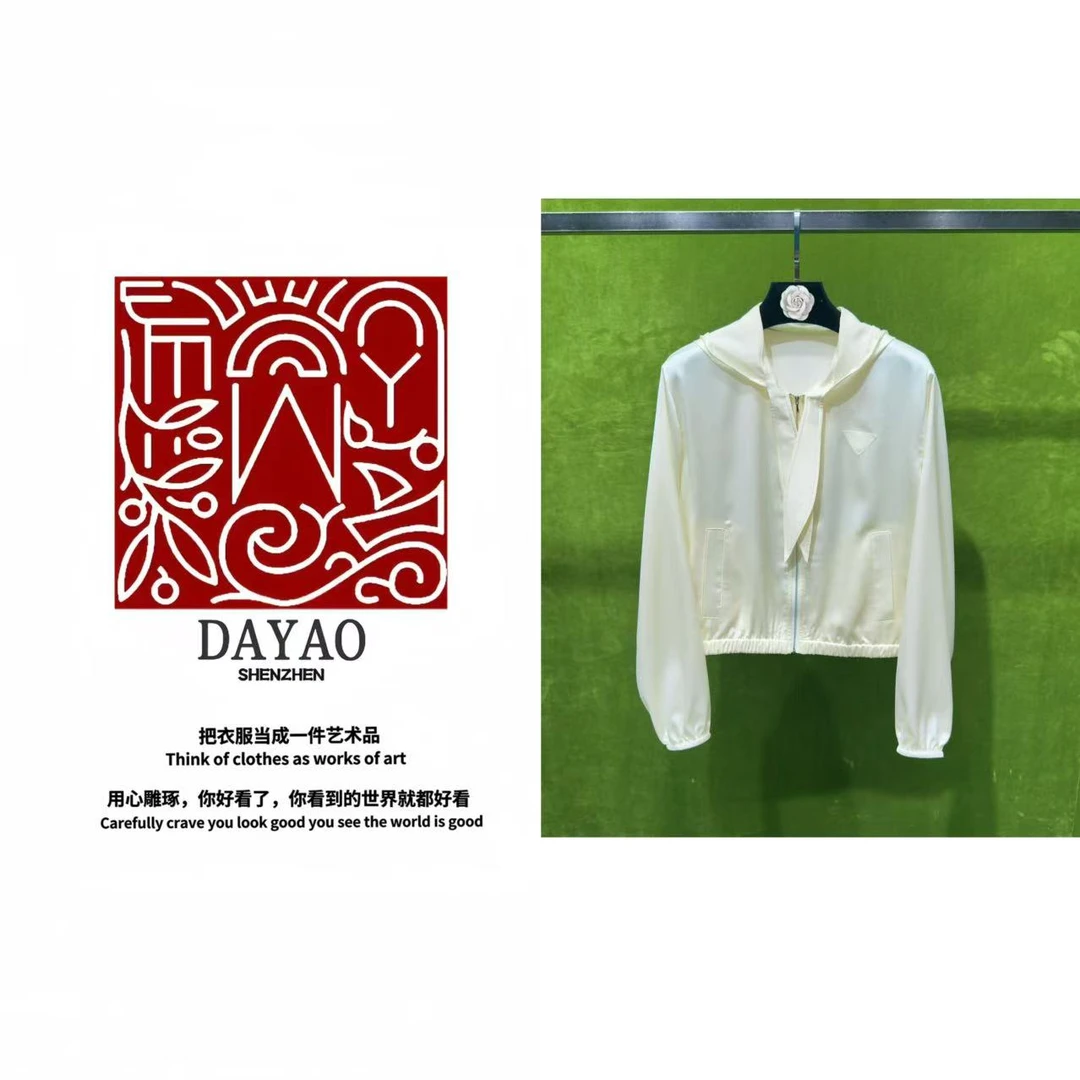 「DAYAO」2025新款飘带连帽防晒衣女宽松轻薄运动休闲上衣WYS25530