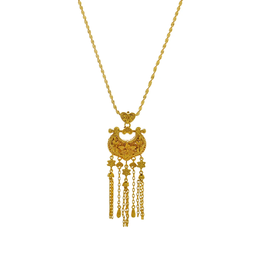 纯铜项链 【香港珠宝】平安花锁项链