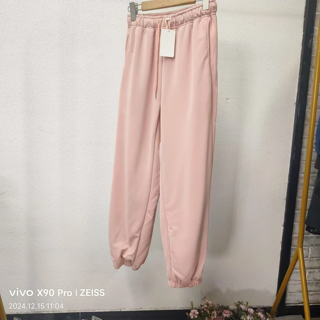 唯琳剪标 7仓F2-14-2833款   粉色松紧腰收脚休闲裤