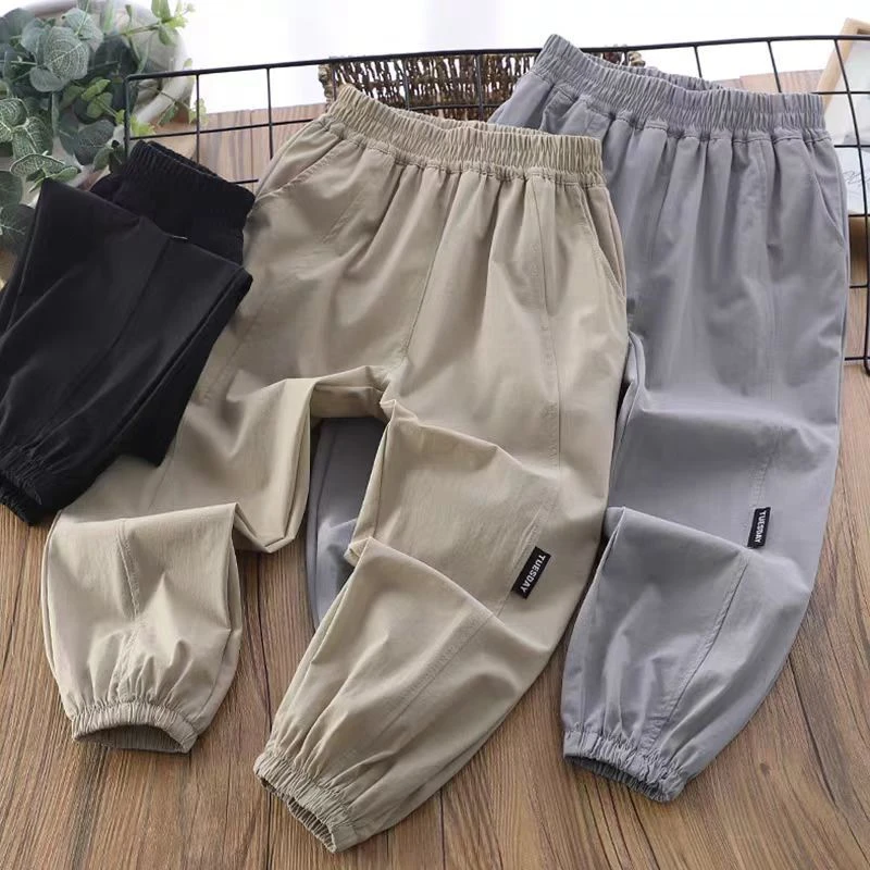 男童薄款冰丝裤子夏季2025新款儿童防蚊速干裤中大童帅气休闲长裤