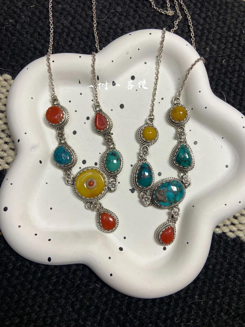 坠链均925银 925银项链 三色尼泊尔精工老物件项链一树一菩提孤品
