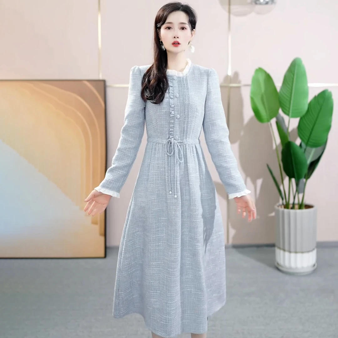 高端精致时尚连衣裙女2025秋季新款妈妈装遮肉显瘦减龄中长款裙子