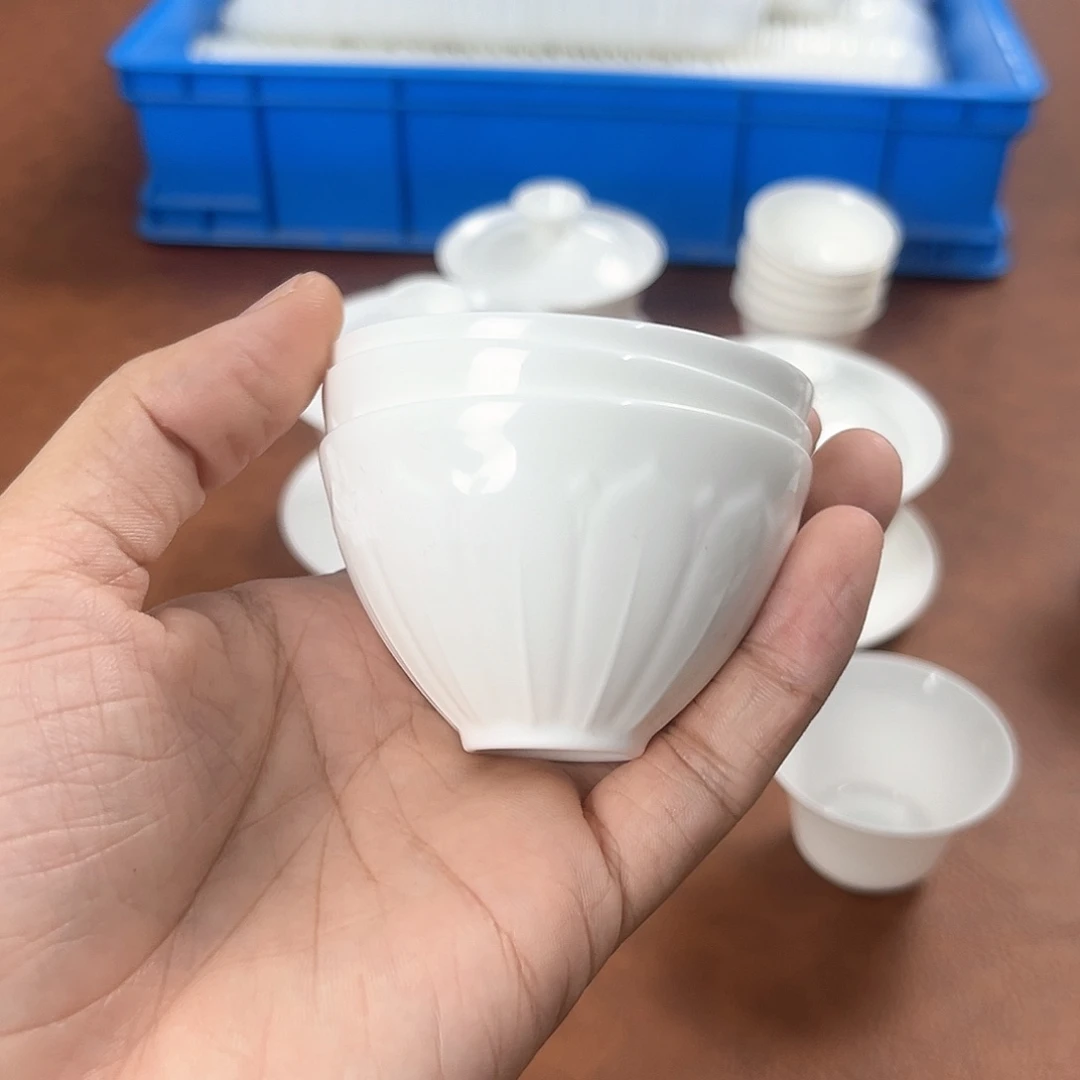 3个60莲花鸡心主人杯骨瓷杯子