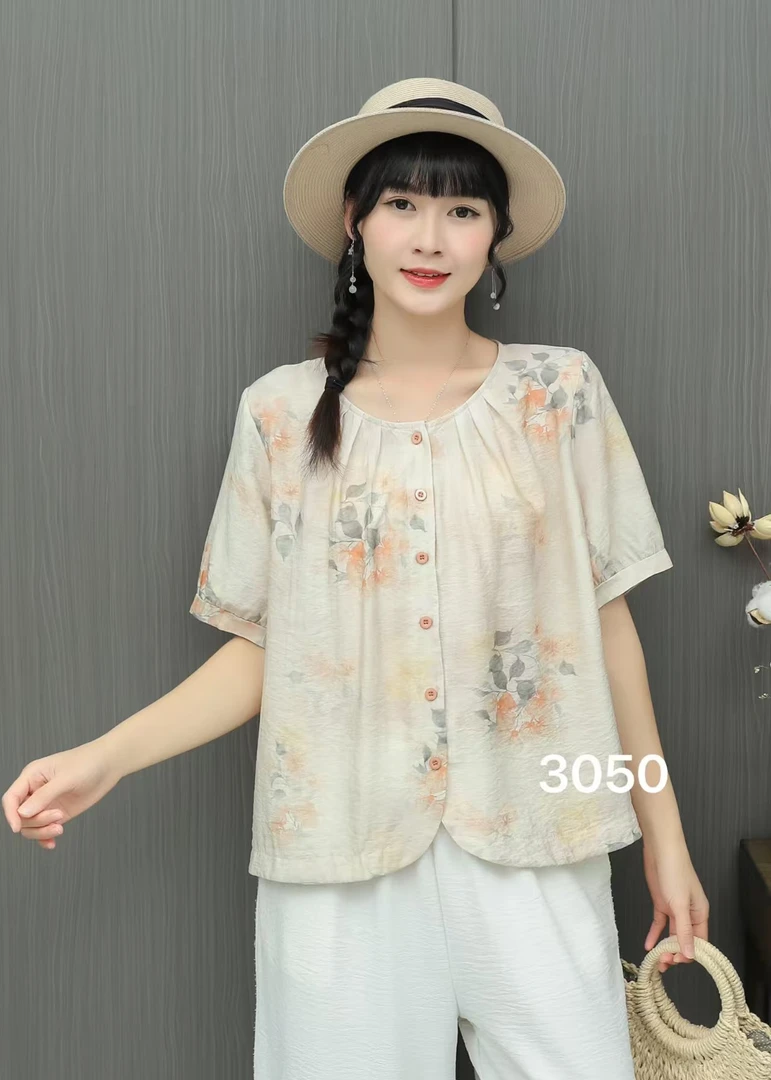 8123#夏季宽松百搭薄款精品妈妈装显瘦百搭遮肉中老年女装