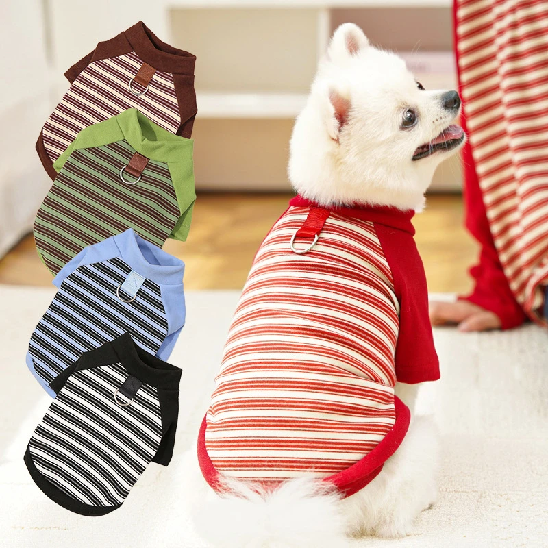猫咪秋冬衣服饰条纹宠物大小狗狗法斗泰迪比熊百搭打底衫用品轻肤