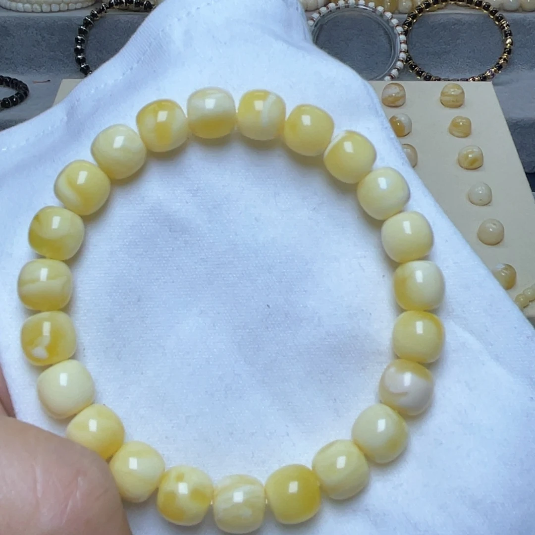 未镶嵌琥珀裸石9.5m蜜蜡手串