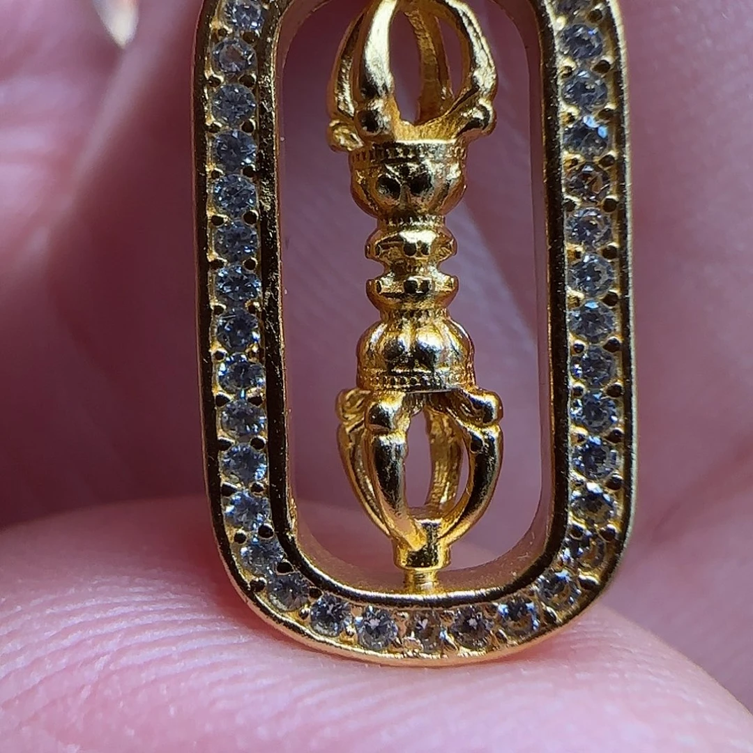 吊坠925银能转转的金刚杵吊坠牌