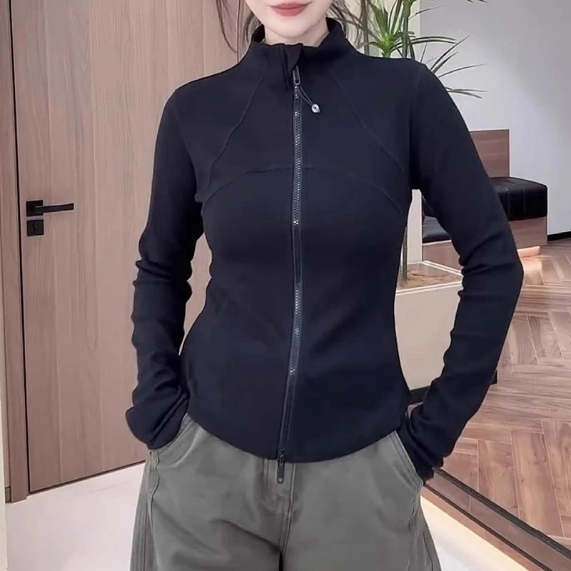 韩版鱼骨拼接拉链半高领t恤秋冬德绒时尚运动打底衫修身通勤上衣