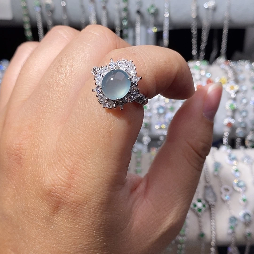 翡翠银S925镶嵌戒指