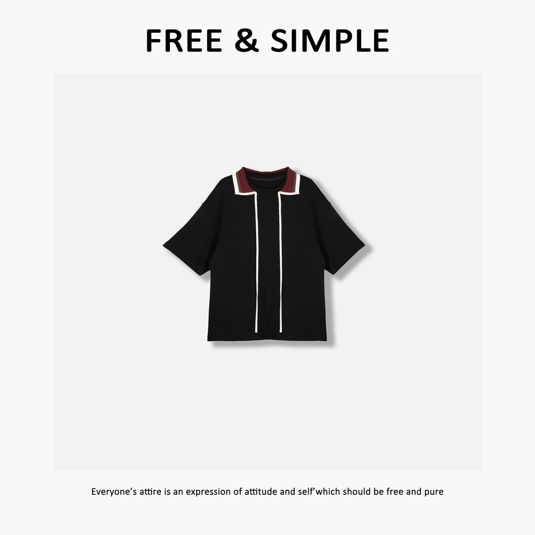 Free&Simple-'欢乐颂‘夏季新款活力撞色飘带POLO衫-70902