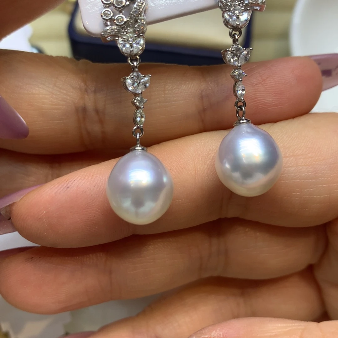银S925镶嵌耳饰海水珍珠