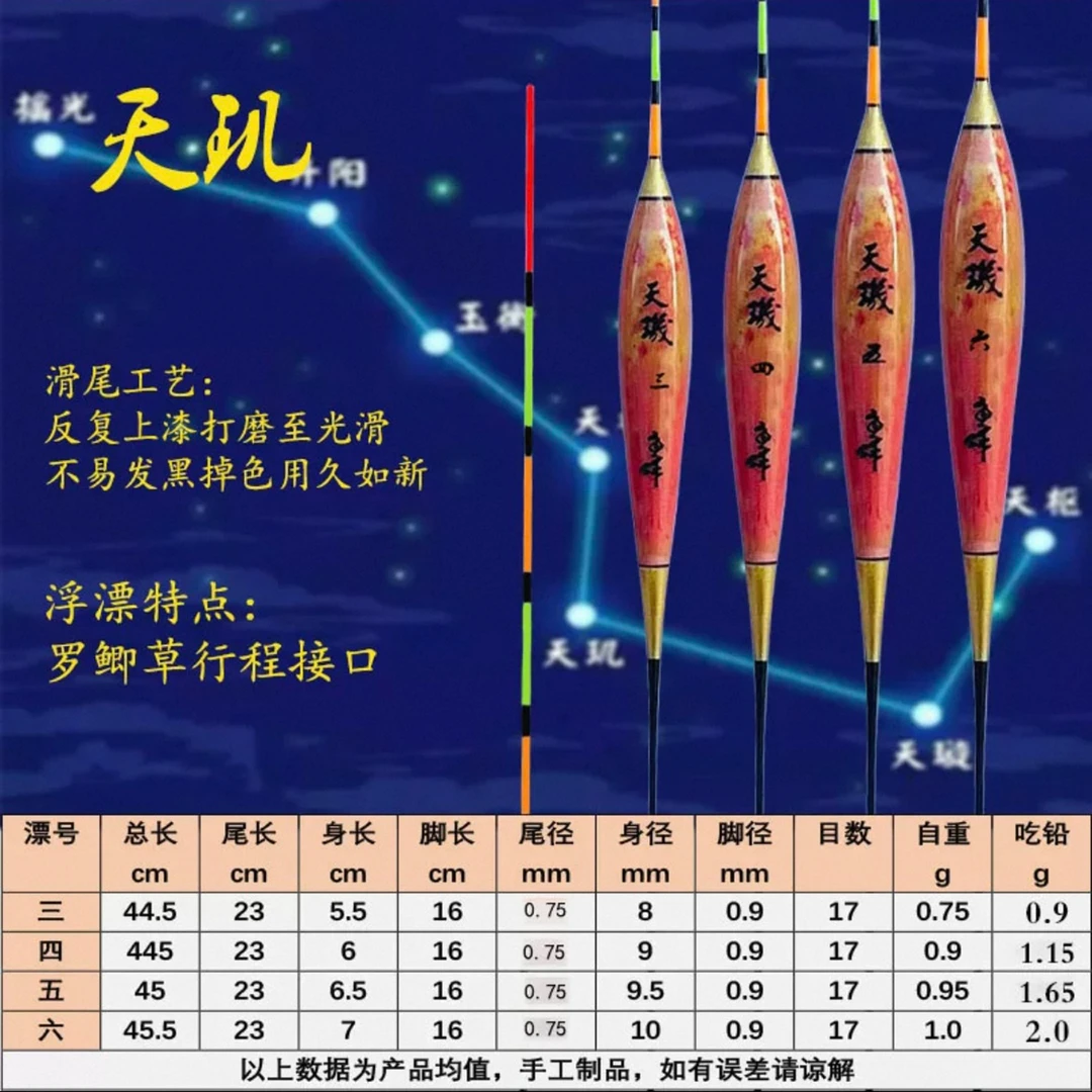 天玑巴尔杉木北斗七星鱼漂滑尾加长冬季黑坑野钓浮漂台湾鱼作包邮