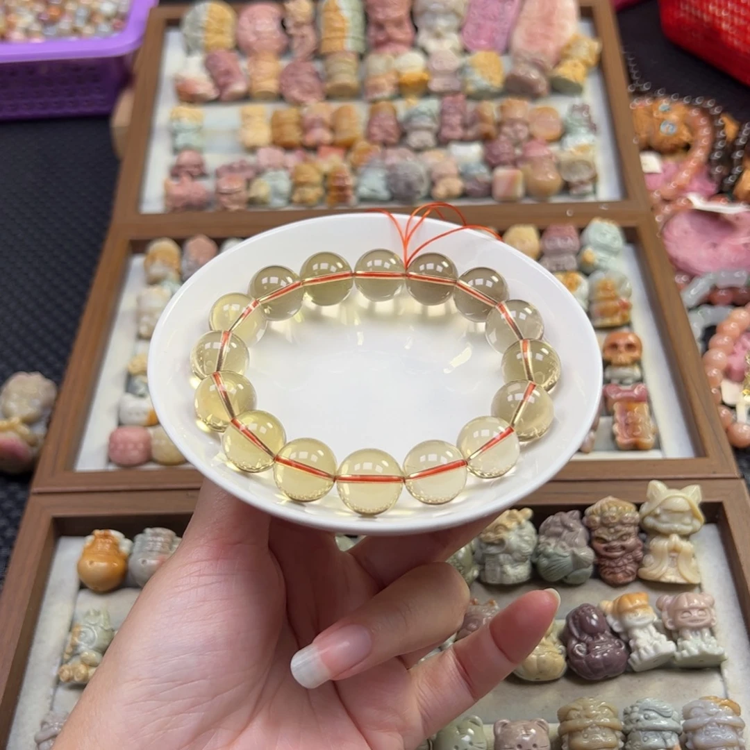 未镶嵌水晶珠宝半成品全净体巴西黄水晶（14m）