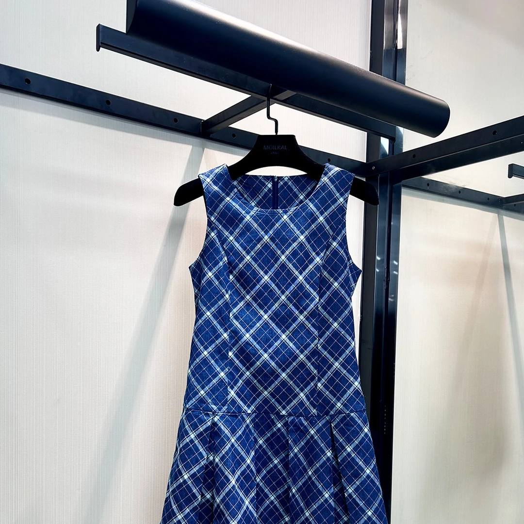 FH连衣裙女装旗袍气质时尚格子无袖格纹215