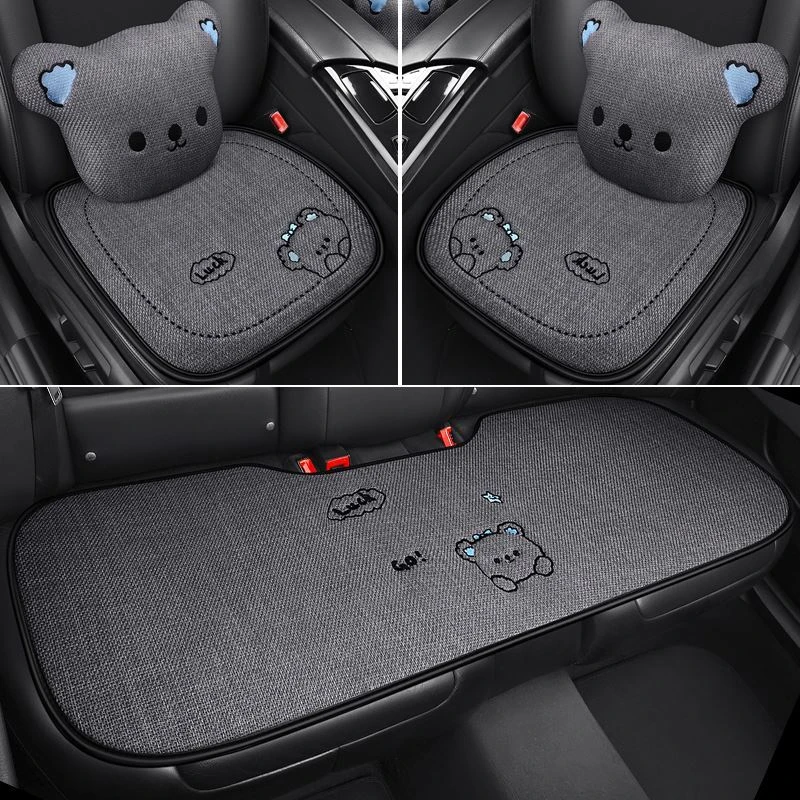 汽车坐垫四季通用亚麻透气高档马鞍垫打孔座套四季小蛮腰汽车坐垫