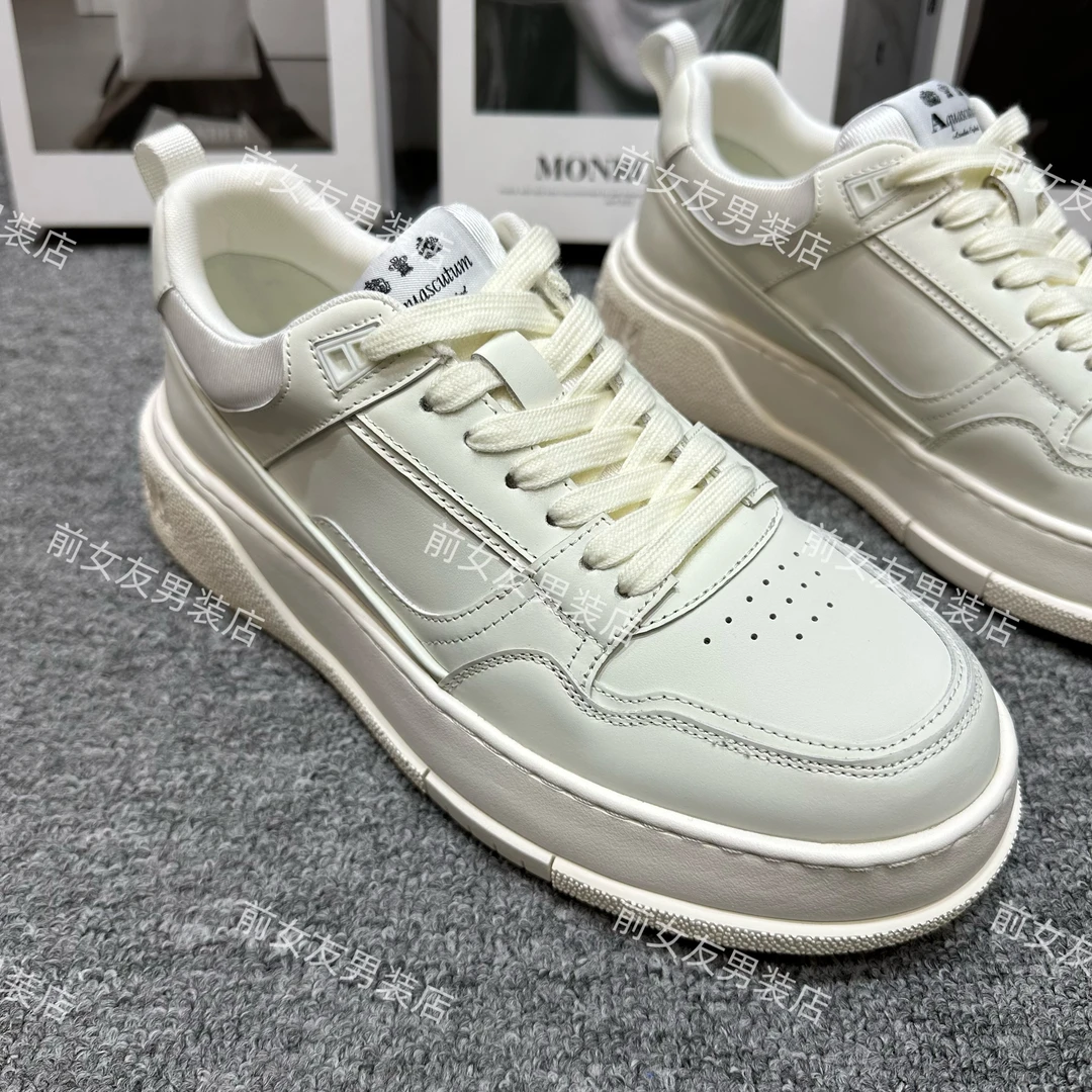 【雅格 狮丹鞋子】新款低跟透气厚底休闲板鞋白色百搭城市机能风802