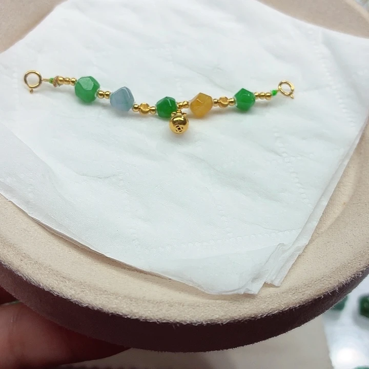 ****暖翡翠18K金镶嵌手链天然缅甸翡翠A货