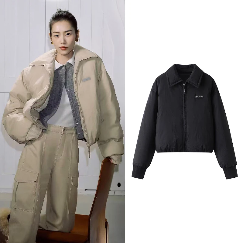 H0139【D】刘雯同款羽绒服2024年冬季新款时尚百搭翻领短夹克外套女