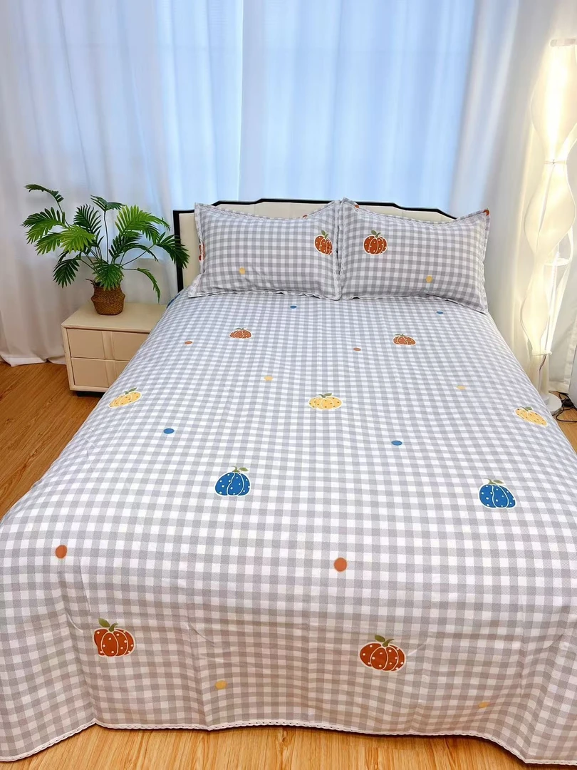 山东老粗布2.4米*2.3米床单加厚加密贴身透气【南瓜格】