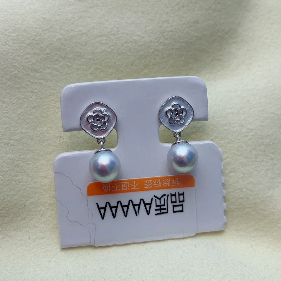 银S925镶嵌耳饰海水珍珠w30