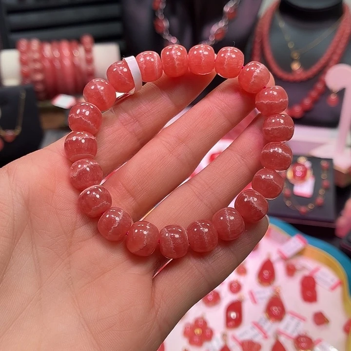 菱锰矿（红纹石）未镶嵌手绳
