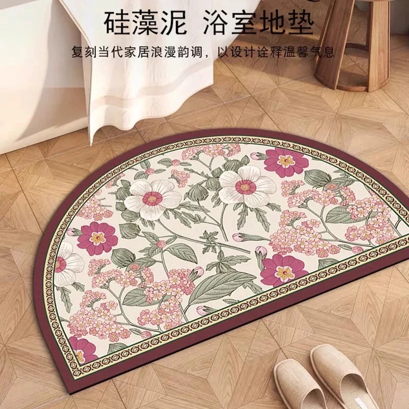 美式高颜值半圆硅藻泥地垫入户门脚垫吸水防滑地垫浴室厨房地垫