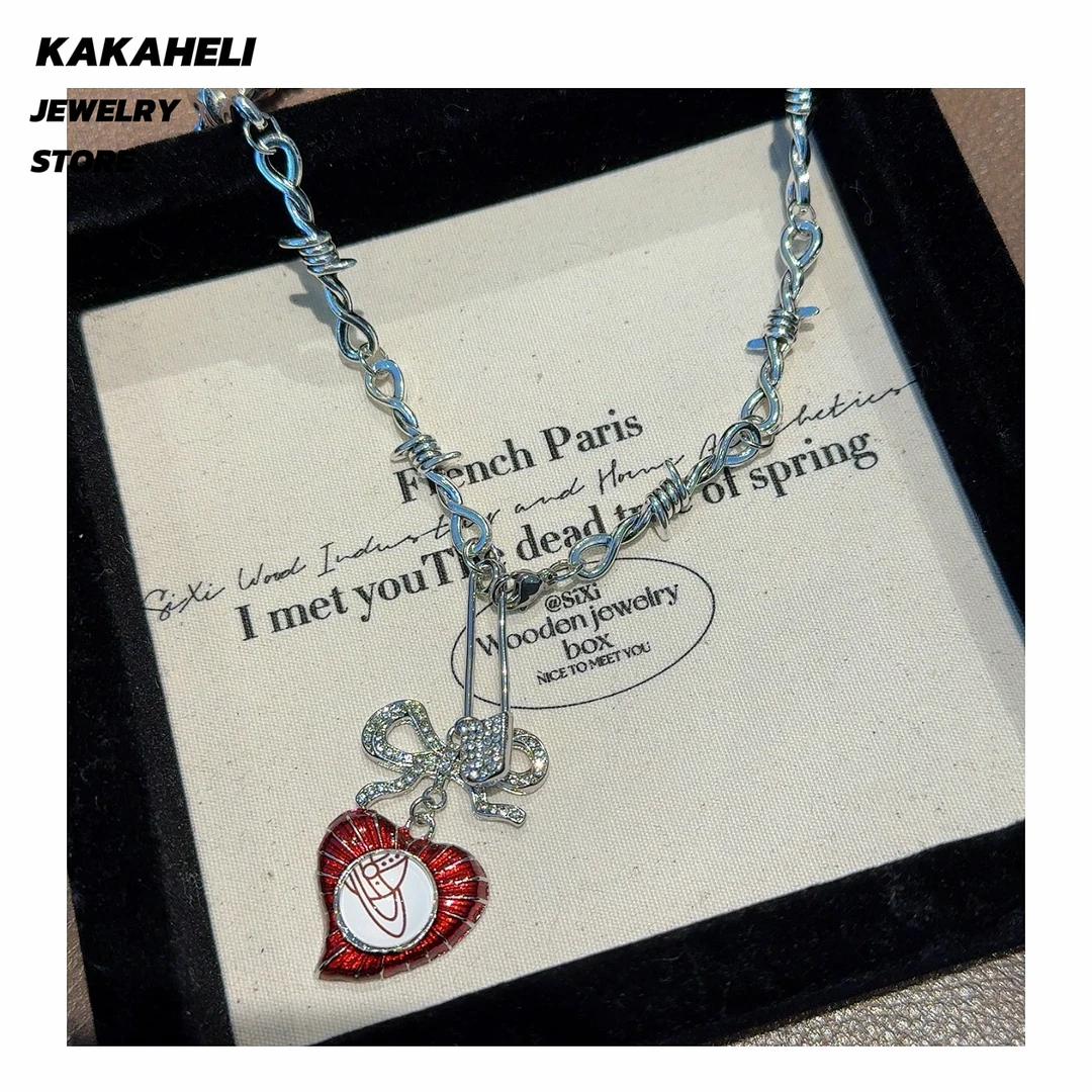 钛钢项链 小众高级感宇航员红桃爱心项链KK6132