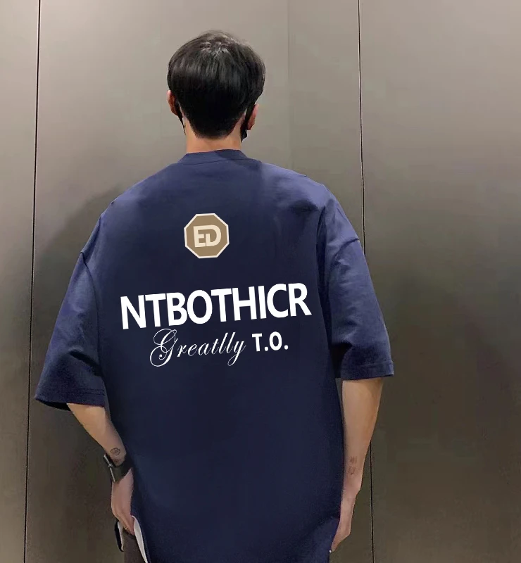 美式ins潮牌小众字母纯棉短袖春夏季男女痞帅休闲宽松重磅t恤上衣