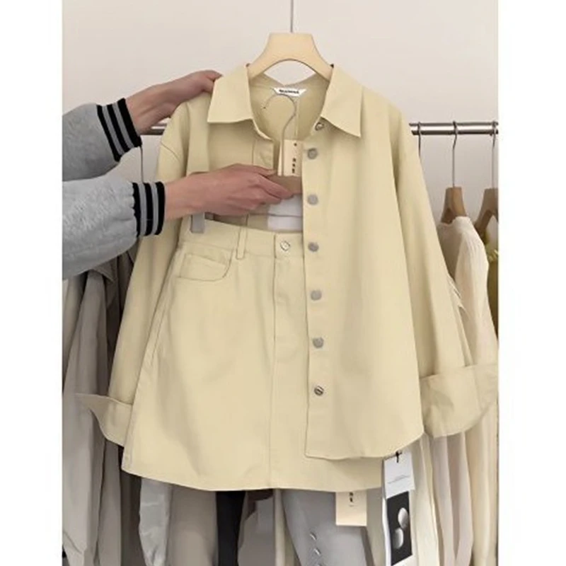 春季温柔系穿搭女20245款韩版百搭吊带宽松外套显瘦半身裙两件套