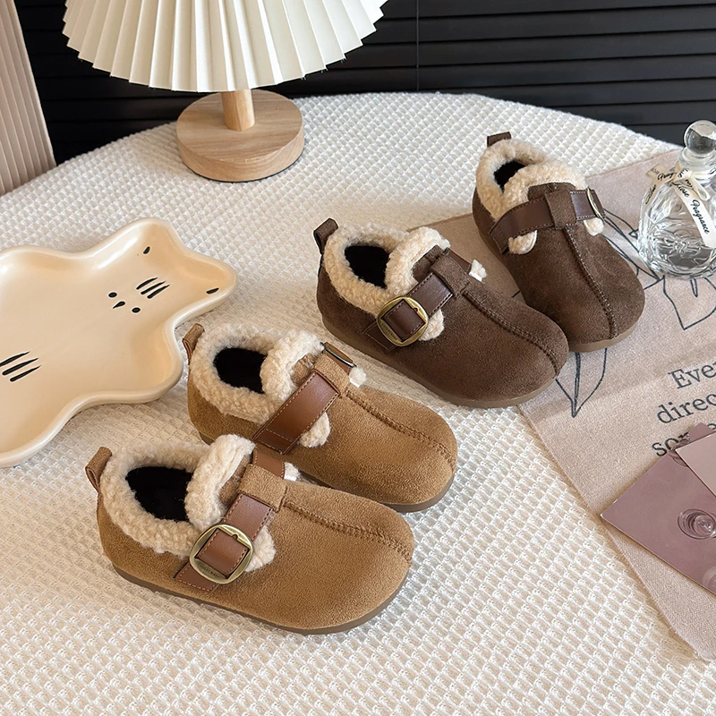 1-3岁男女童棉鞋面包美拉德儿童毛毛鞋2025冬季新款软底宝宝鞋